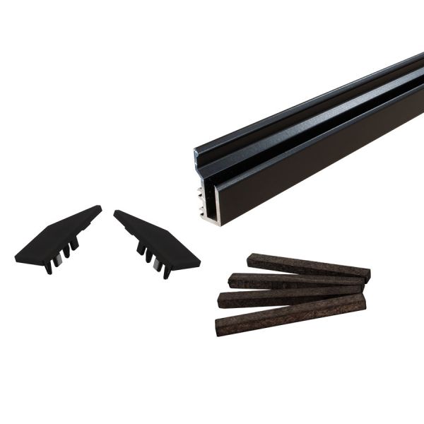 Zwart gekleurde spiegel montage profielen