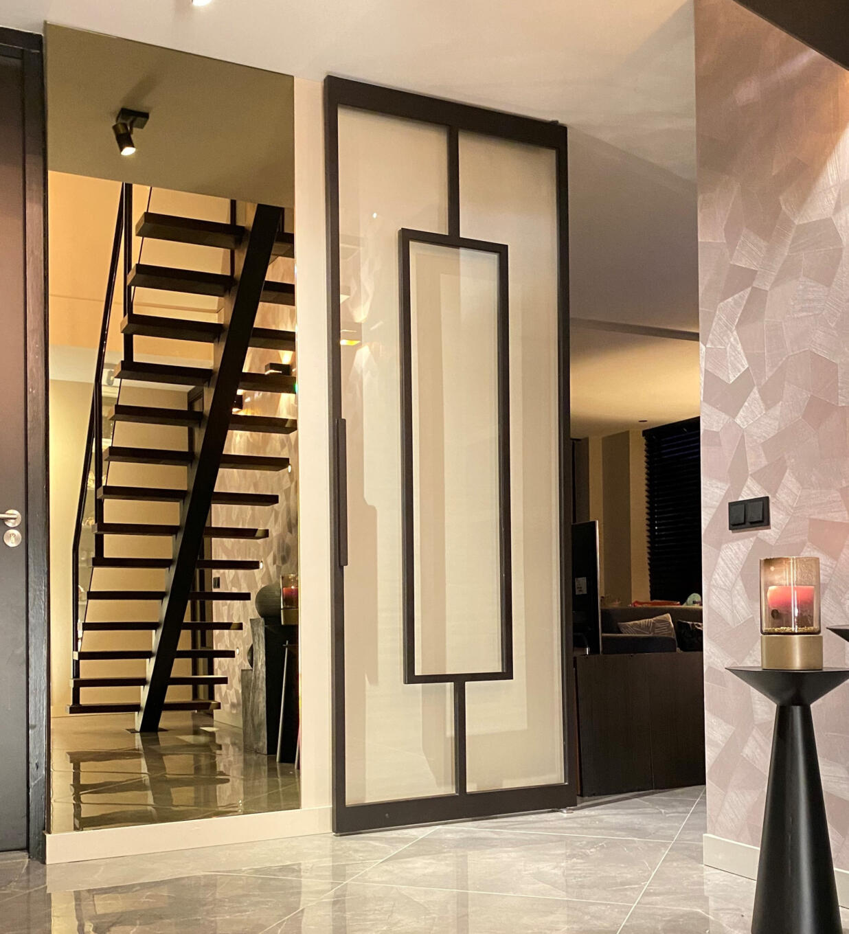 Brede spiegel op maat - brons