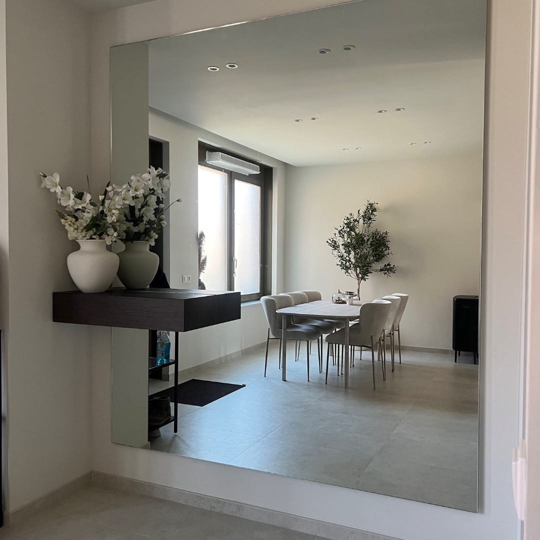 Brede spiegel op maat verzilverd