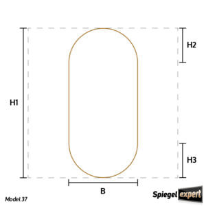 Dubbele toogspiegel modeltekening, Spiegelexpert.nl
