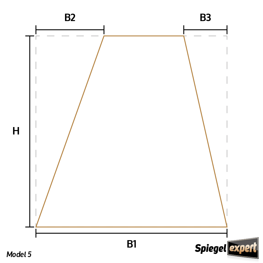 Model 5 rechthoekige spiegel met twee schuine zijden