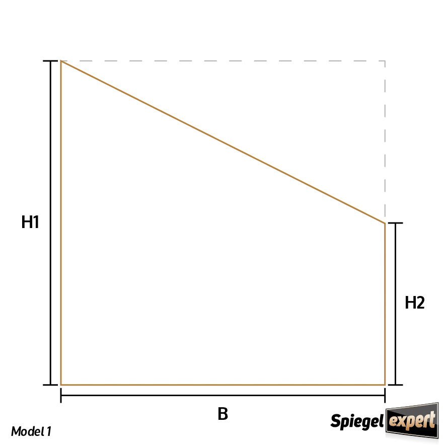Model 1 spiegel met één schuine zijde