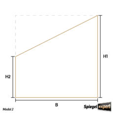 Model 2 spiegel met één schuine zijde