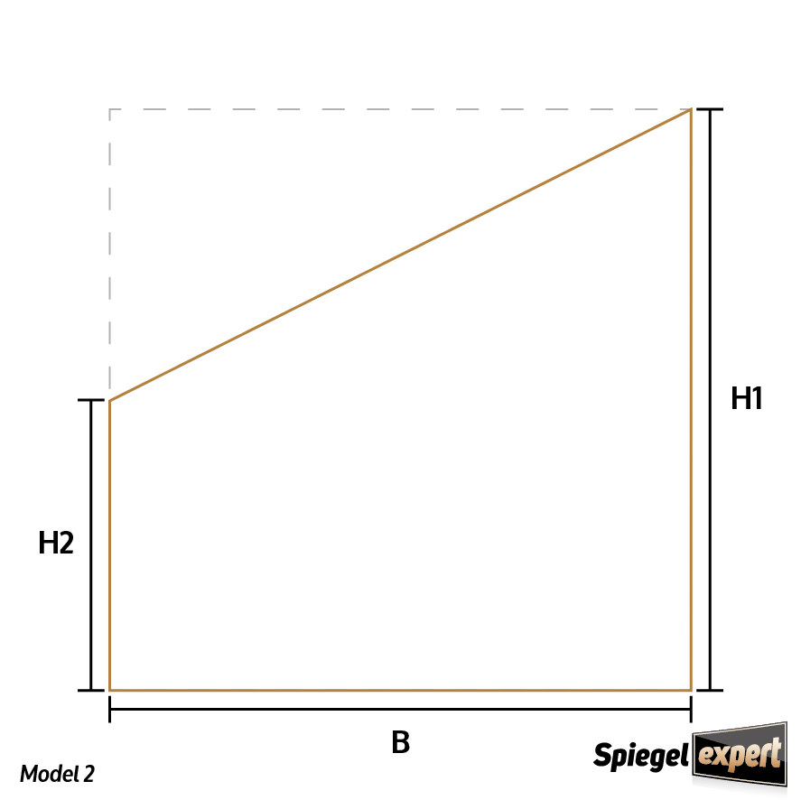 Model 2 spiegel met één schuine zijde