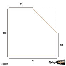 Model 3 spiegel met één schuine zijde