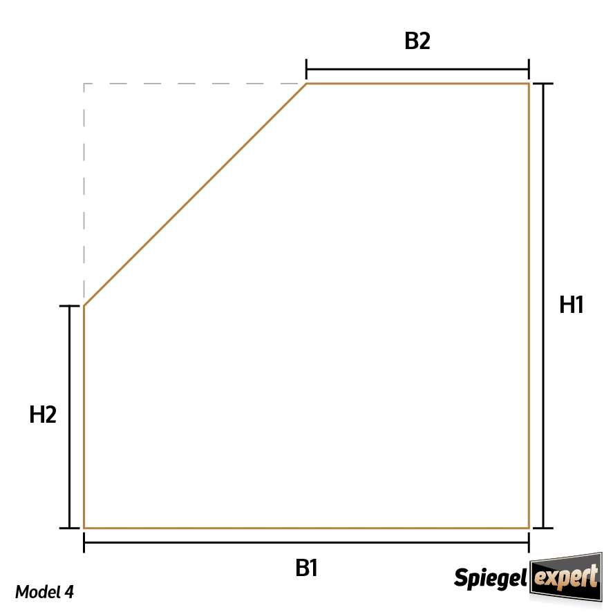 Model 4 spiegel met één schuine zijde