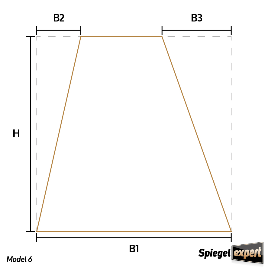 Model 6 rechthoekige spiegel met twee schuine zijden