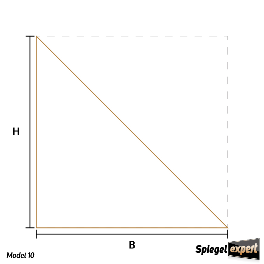 Model 10 spiegel driehoek schuin aflopend rechts